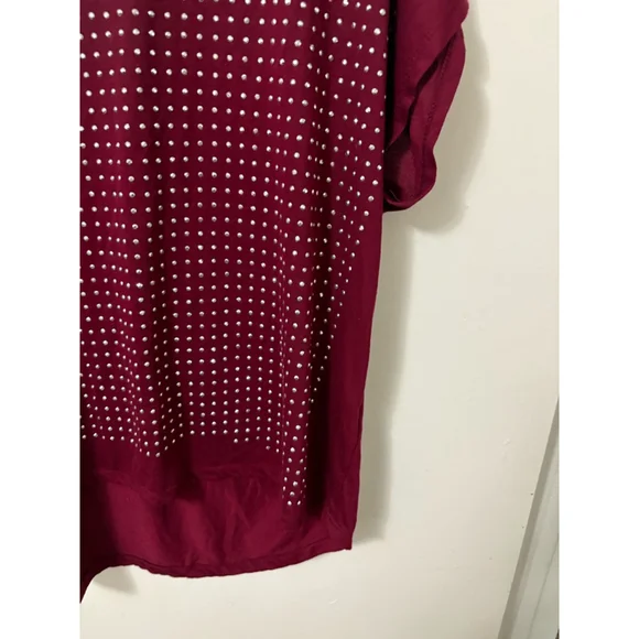 Cato Maroon women's silver beaded accent top size 18 -20 - Picture 5 of 12